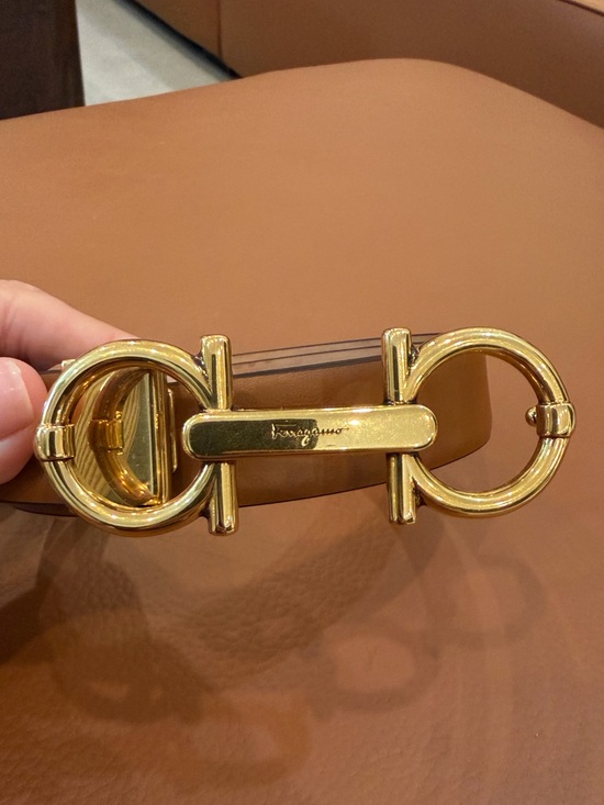 Salvatore Ferragamo Accessories - Salvatore Ferragamo Leather Belt Brown Gold Buckle Size 80 Italy